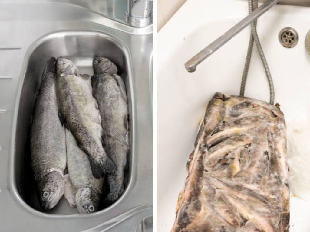 Sử dụng muối kết hợp với nước ấm để rã đông nhanh và khử mùi tanh