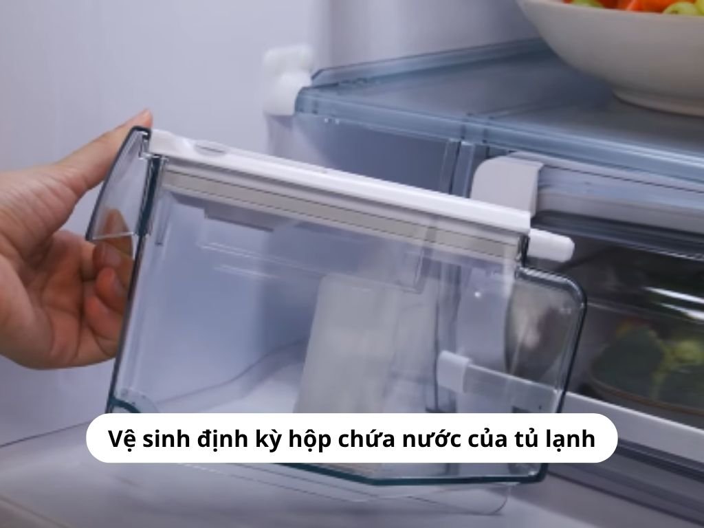 Vệ sinh định kỳ hộp chứa nước để đảm bảo đá sạch và hệ thống hoạt động ổn định.